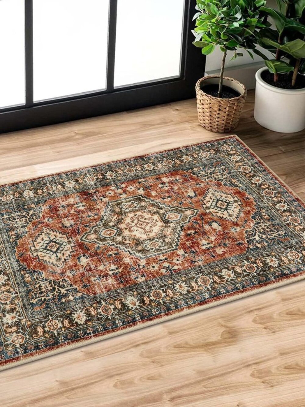 Oriental Washable Small Area Rug, 2x3 Rugs for Entryway Kitchen